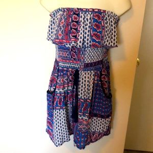ROMPER size L by Band of Gypsies of Gypsies - blue colorful boho print